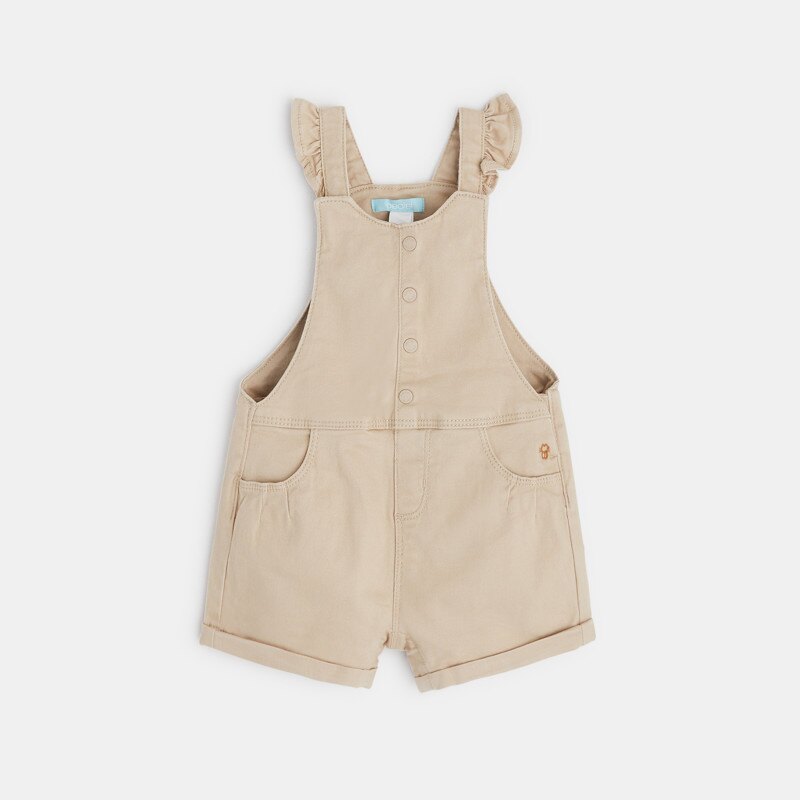 Salopette courte bretelles volantées beige bébé fille Beige