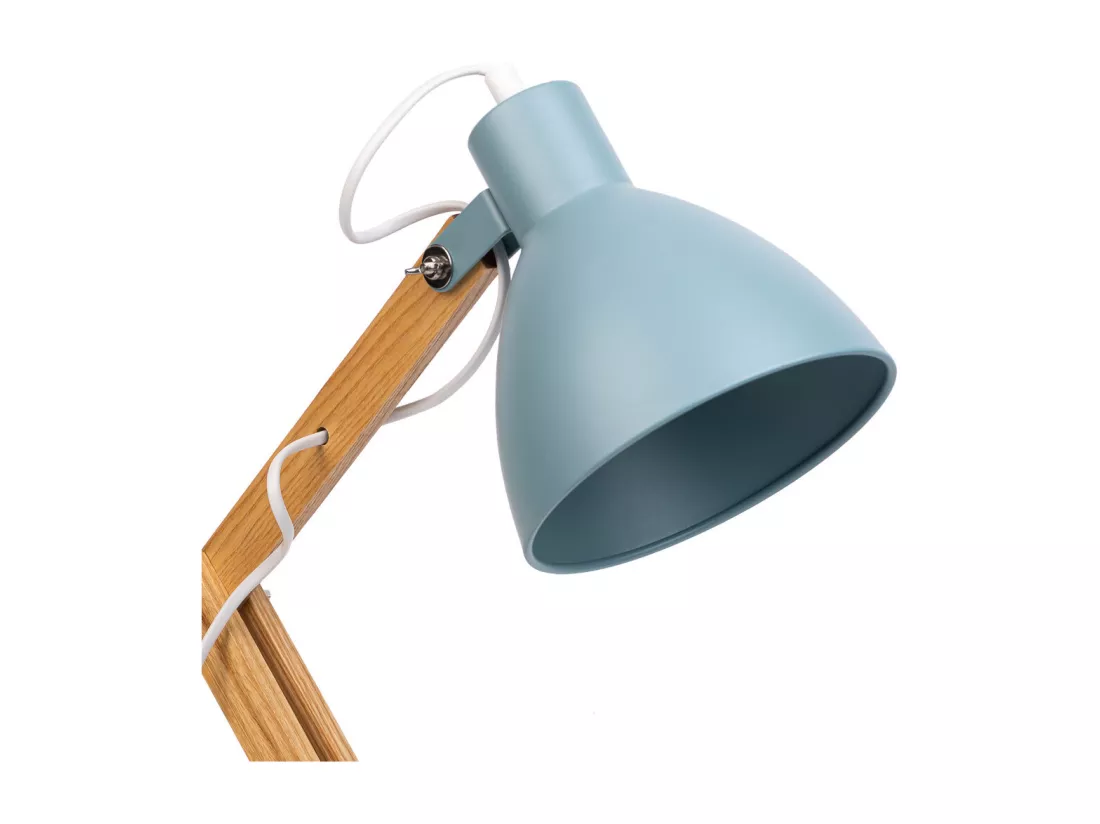 Lampe de bureau en métal et bois bleu 33x16x55h