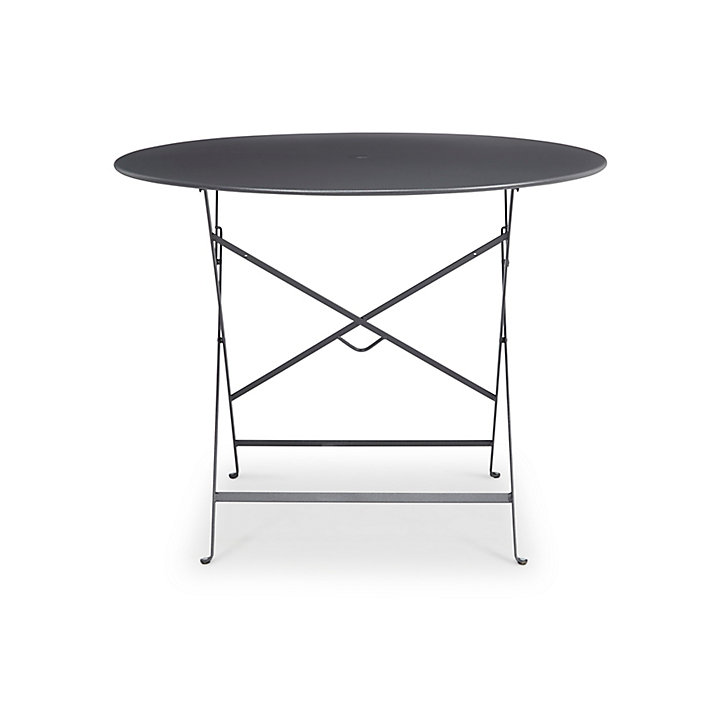 Table de jardin pliante Bistro en métal coloris carbone Ø.96 x H.74 cm