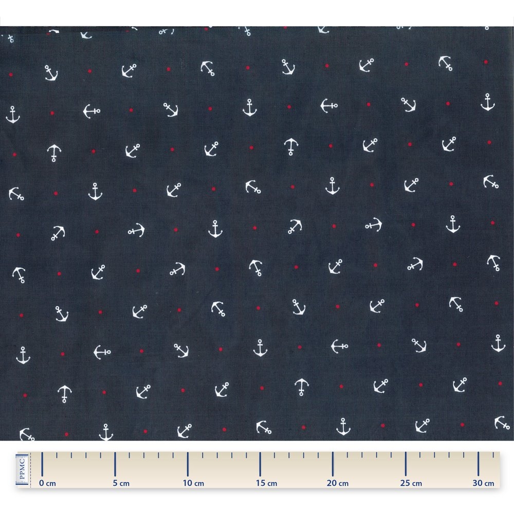 Coupon Tissu 50 Cm Ancre Marine Ex1068