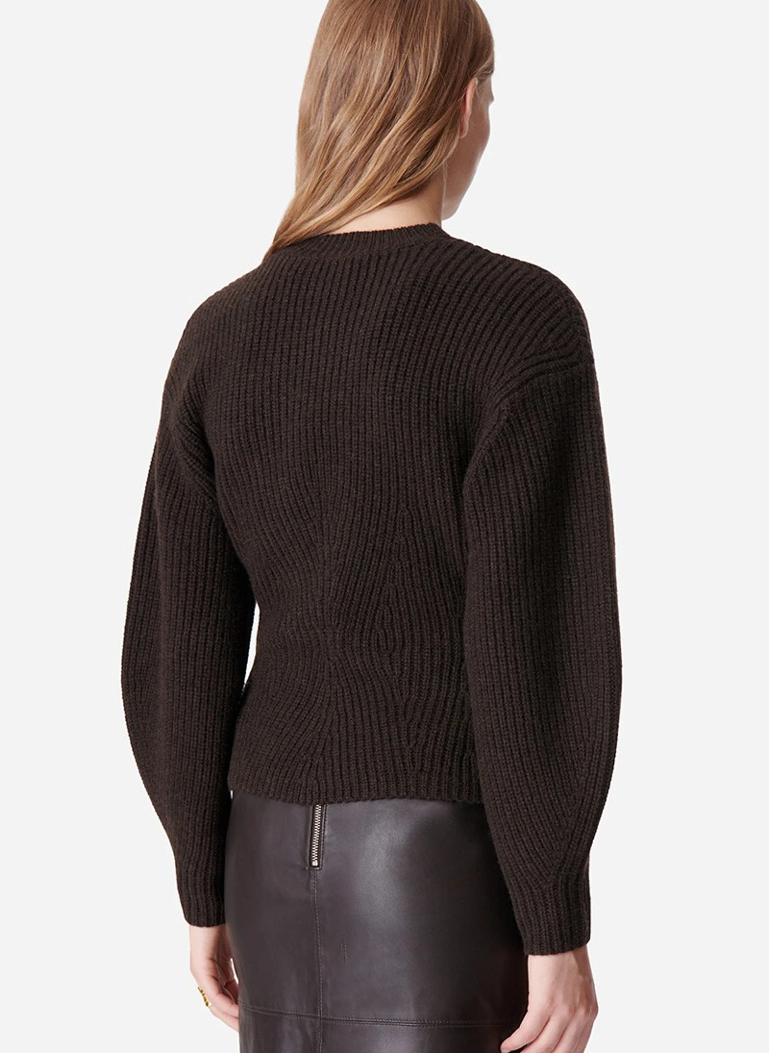 DELORIS - Gilet col V en laine | Marron