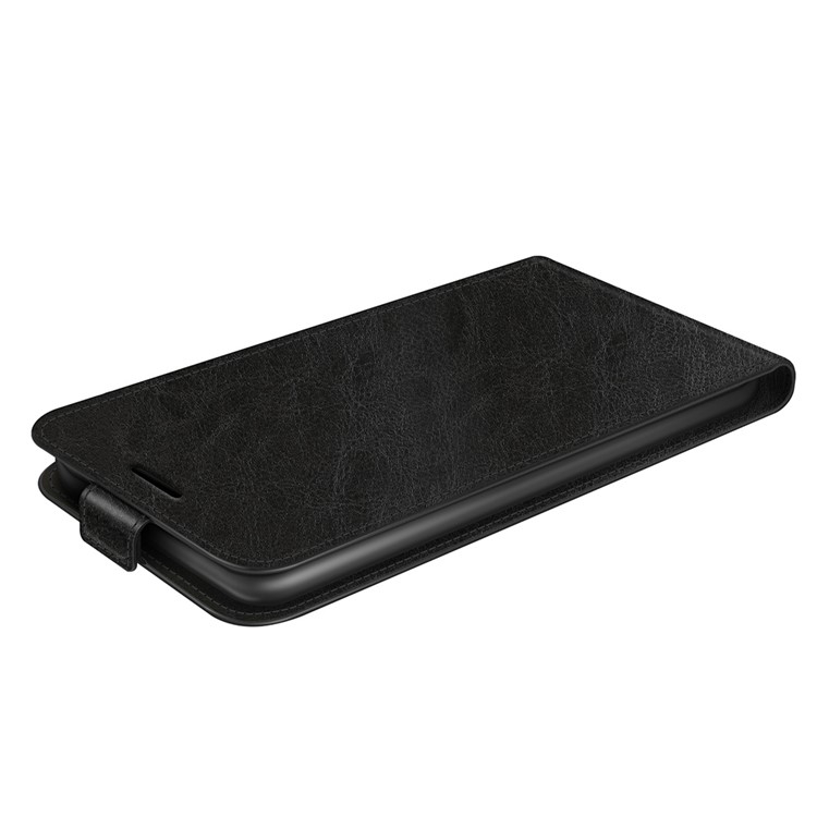 Samsung Galaxy S25 Leder Tasche Flip Cover Vertikal im Retro Look mit Kartenfach - Schwarz