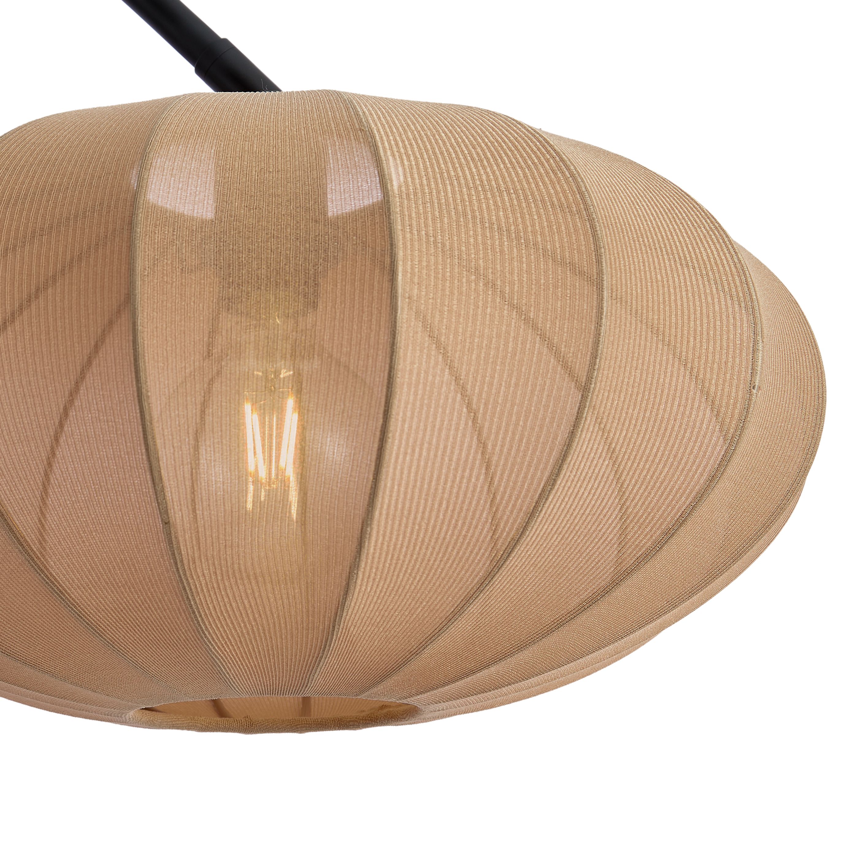Japandi booglamp zwart met bruine kap - Bida