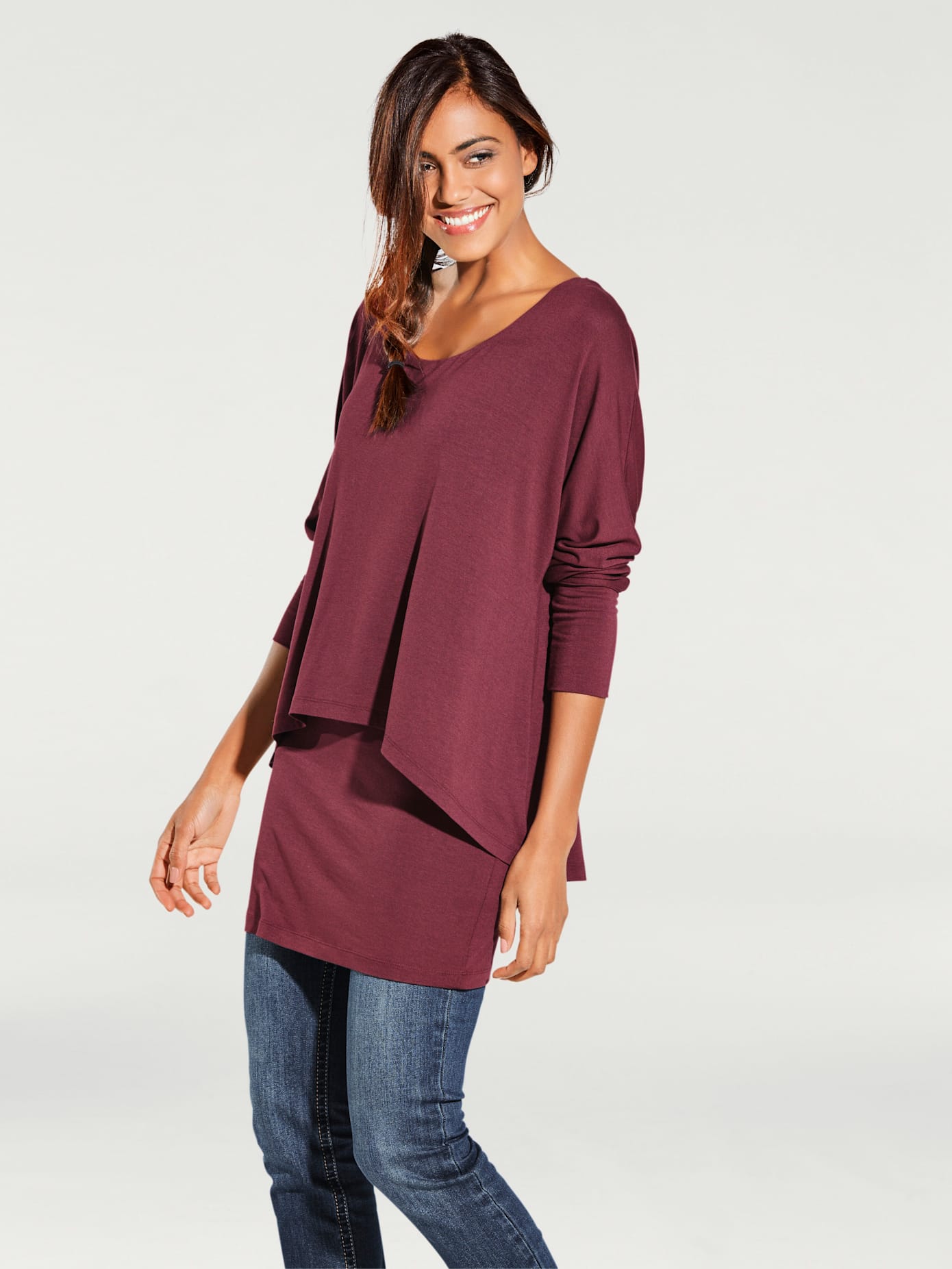 T-shirt à encolure ronde look décontracté tendance, manches chauve-souris