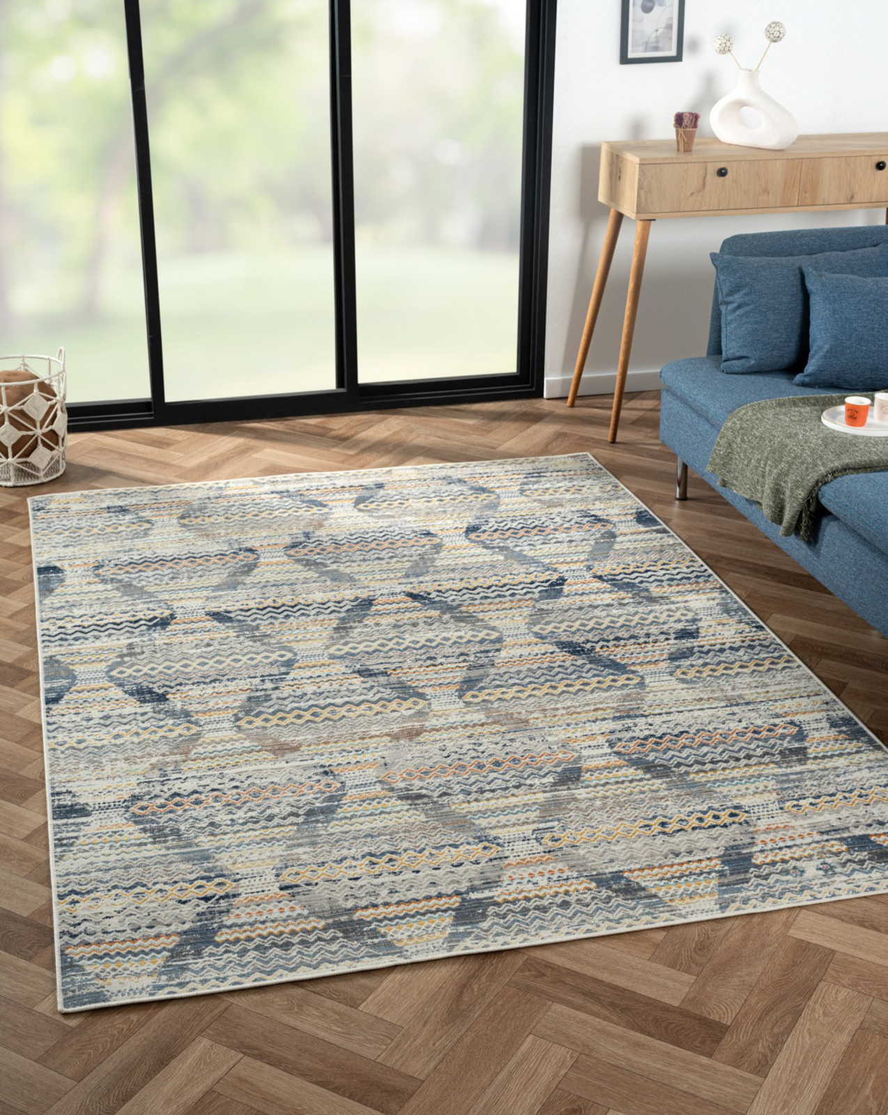 Teppich AURORA 1 - anthrazit-orange-creme - 170x240 cm