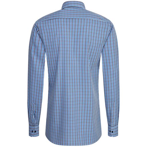 Eterna Check Modern Fit Skjorte, Blå, 42