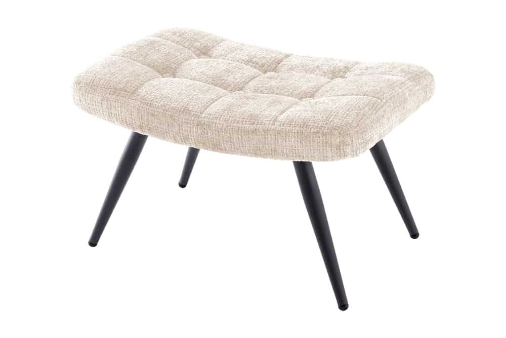 Moderner Hocker SCANDINAVIA champagner Chenille Cremona Metallbeine Fußhocker