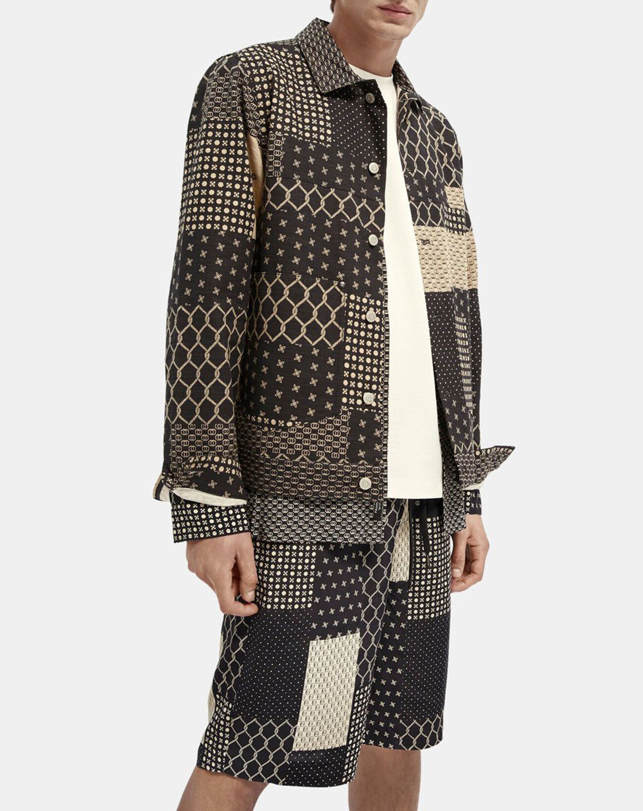 Scotch & Soda Surchemise en Coton & Lin Patchwork noire
