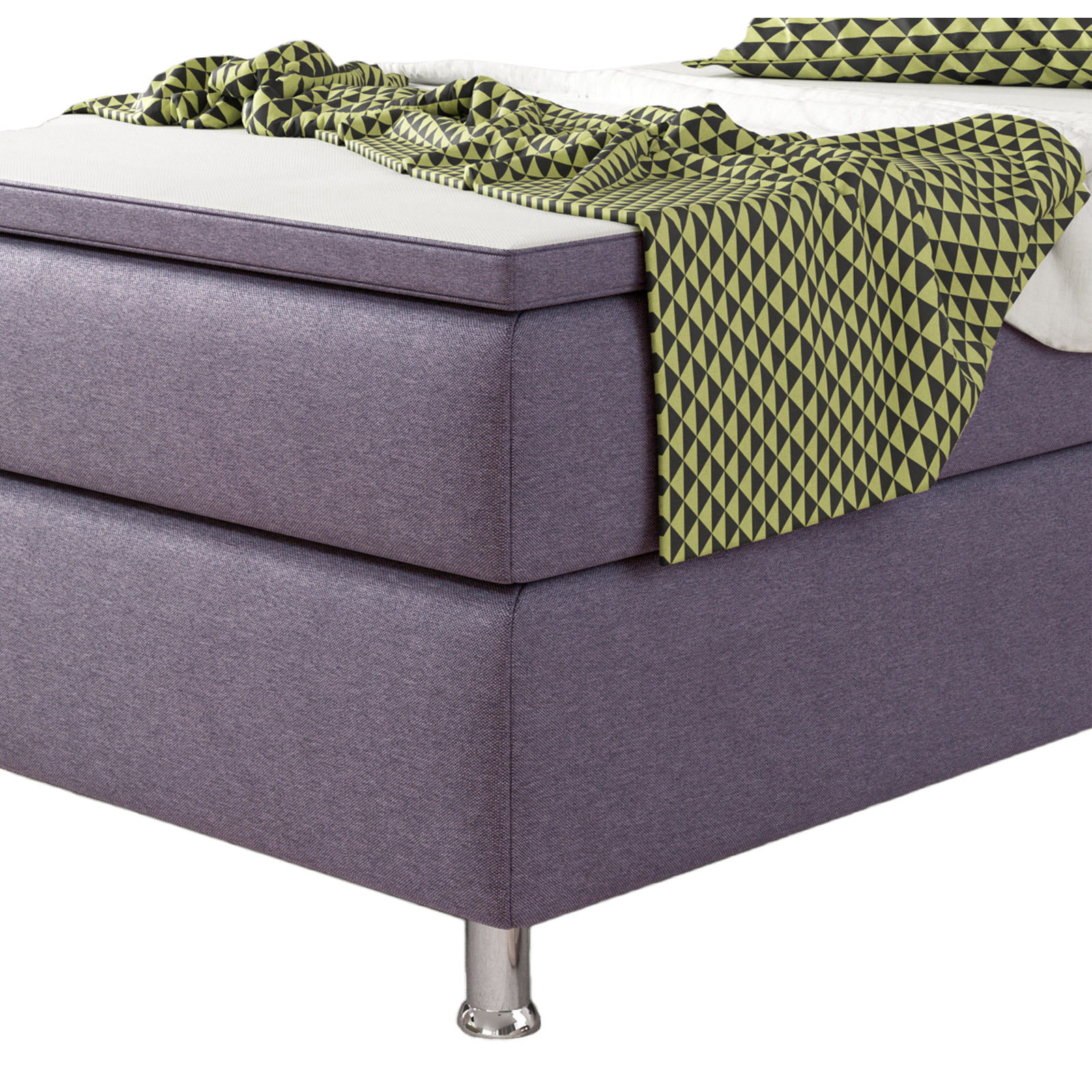 Boxspringbett - lila - mit Topper - H3 - 90x200 cm
