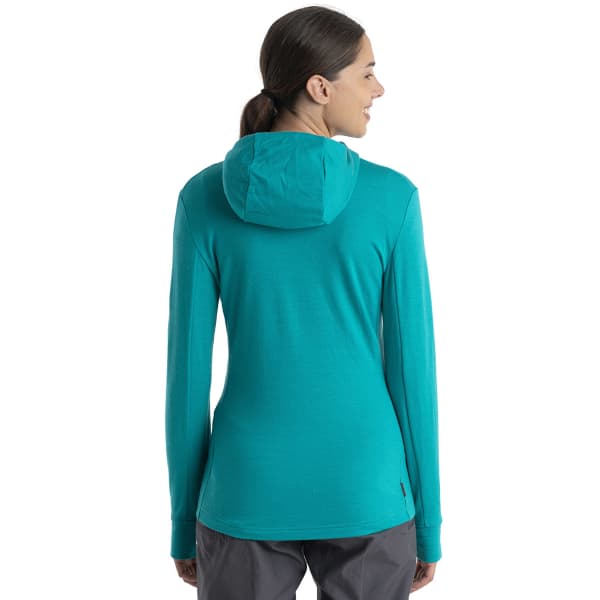 Veste polaire randonnée ICEBREAKER W QUANTUM III LS ZIP HOOD FLUX GREEN/ETHER/CB
