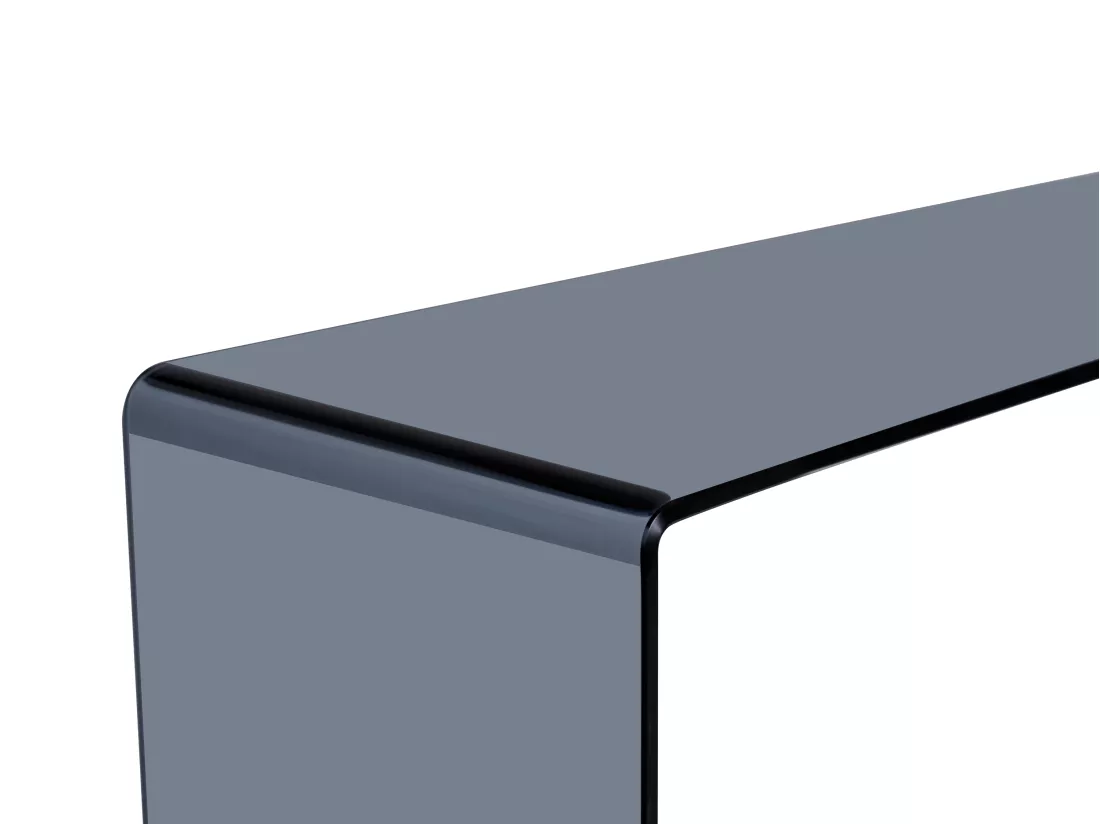 Console en verre trempé courbé et fumé - Noir - ALONZO