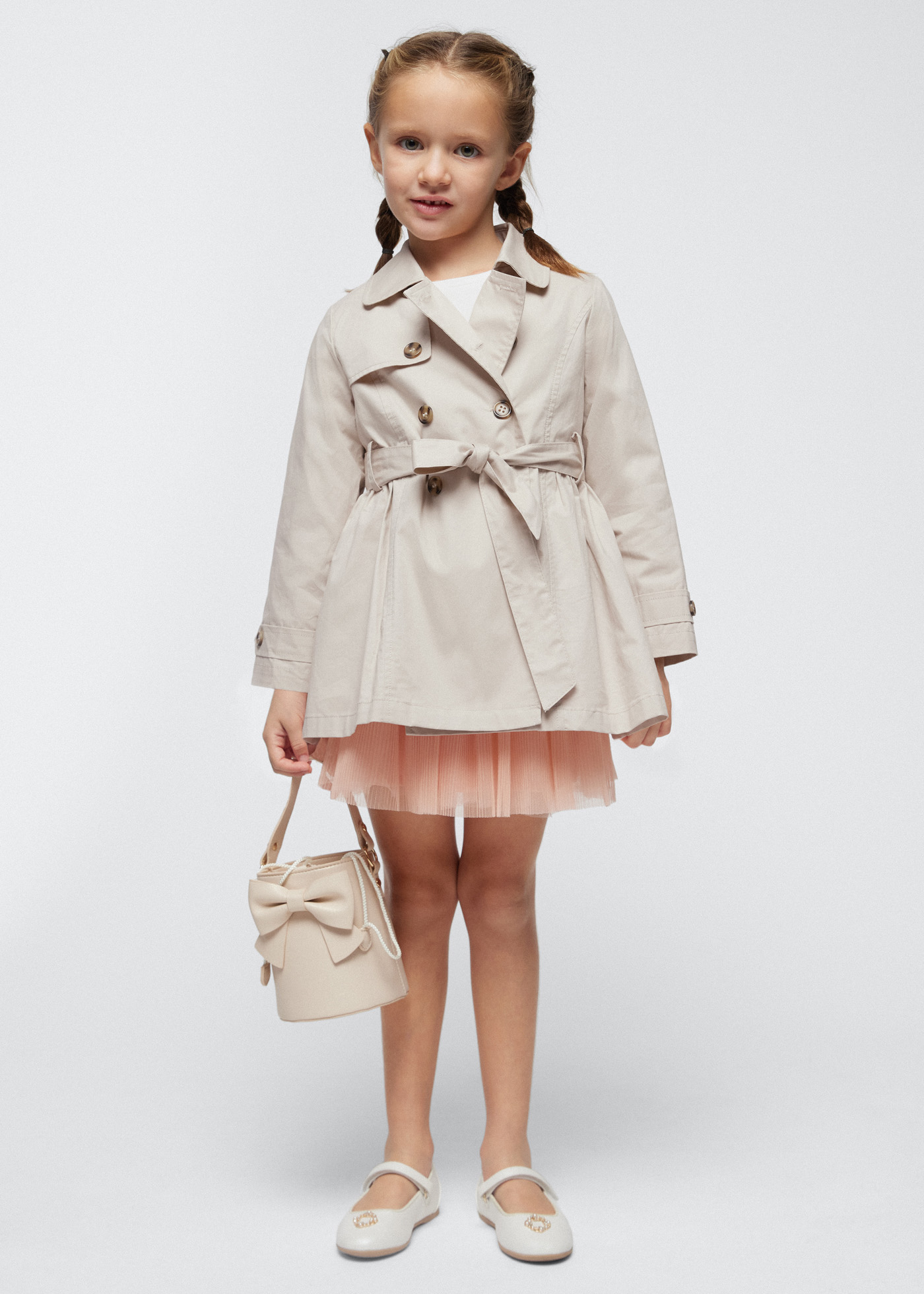 Casaco trench coat fúcsia infantil com laço