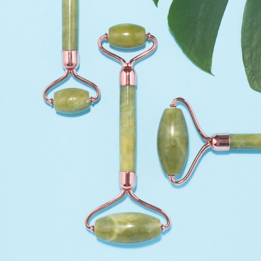 Earth Harbor Island Jade Rose Gold Gemstone Facial Roller