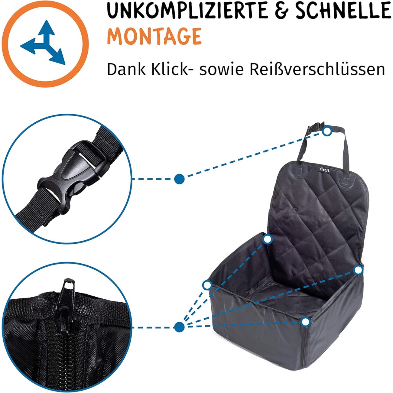 Floxik Hunde Autositz - Premium Hunde Autositzbezug für jedes Auto