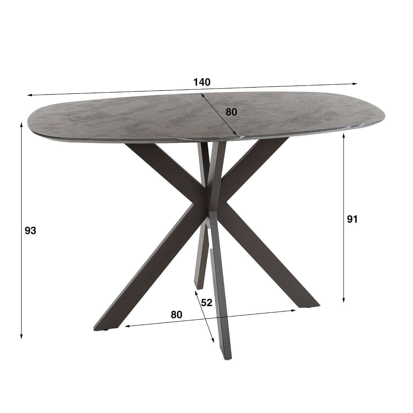Giga Meubel - Bartafel Keramieklook - 140x80x93cm - Kruisframe
