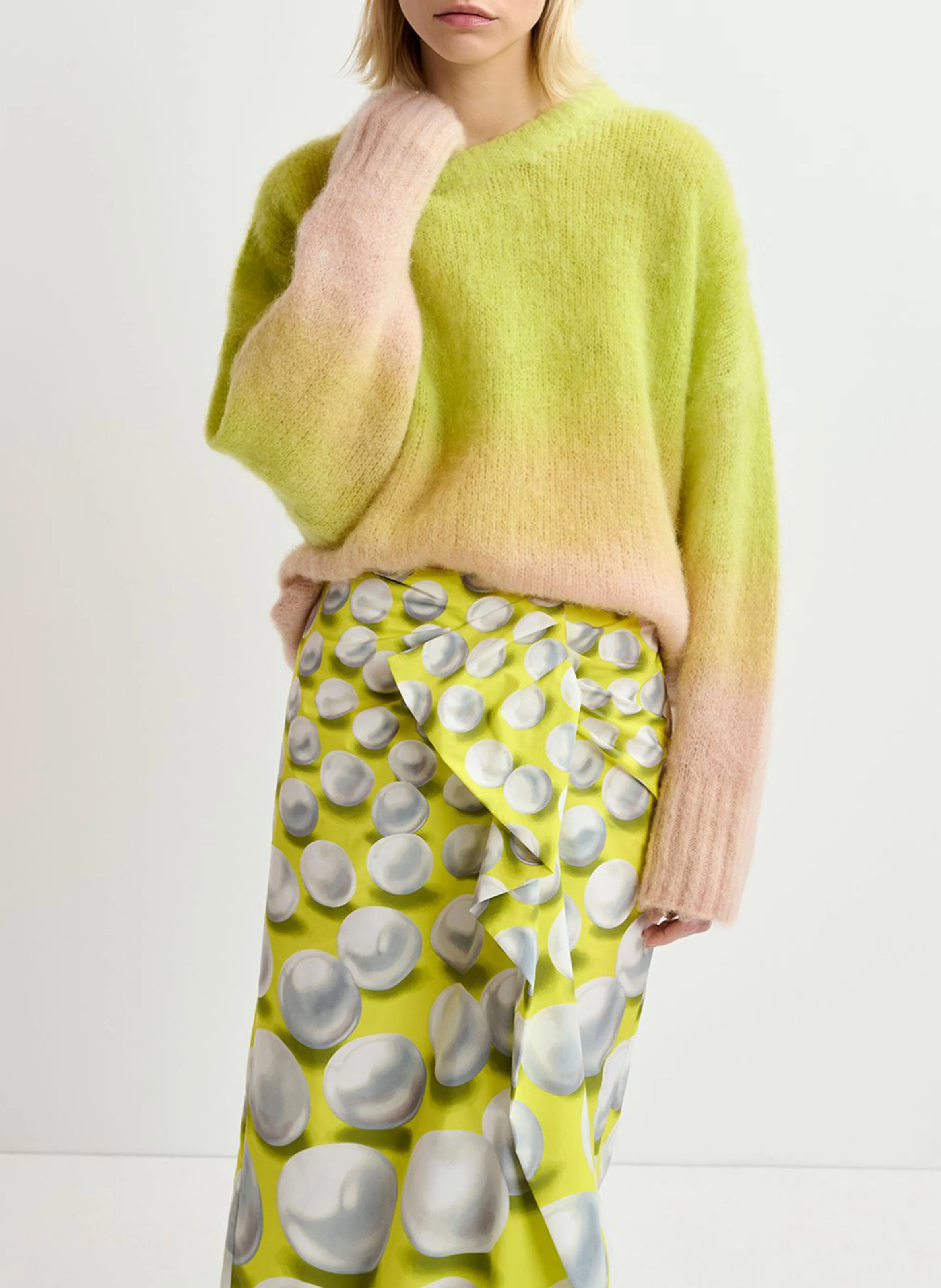 GIFY - Pull col rond en laine mélangée | Vert