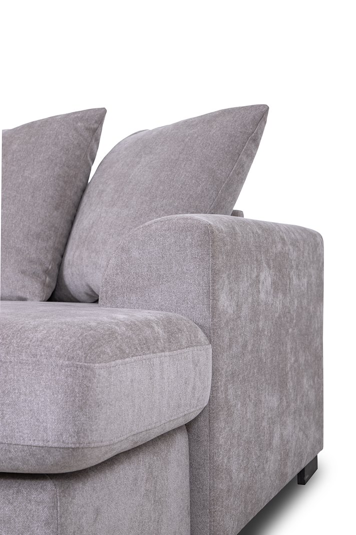 Boston hjørnesofa med vendbar sjeselong I tekstil Storm 09 Taupe med sort ben