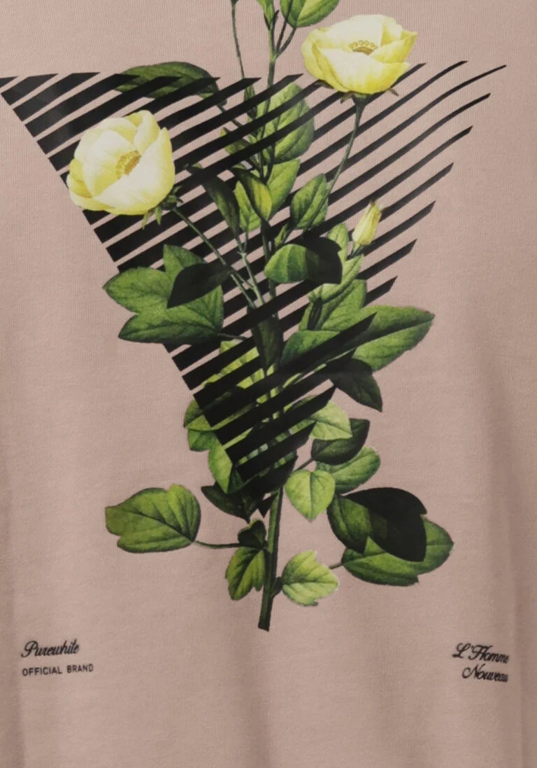 PUREWHITE taupe purewhite trui crewneck with front print and back artwork