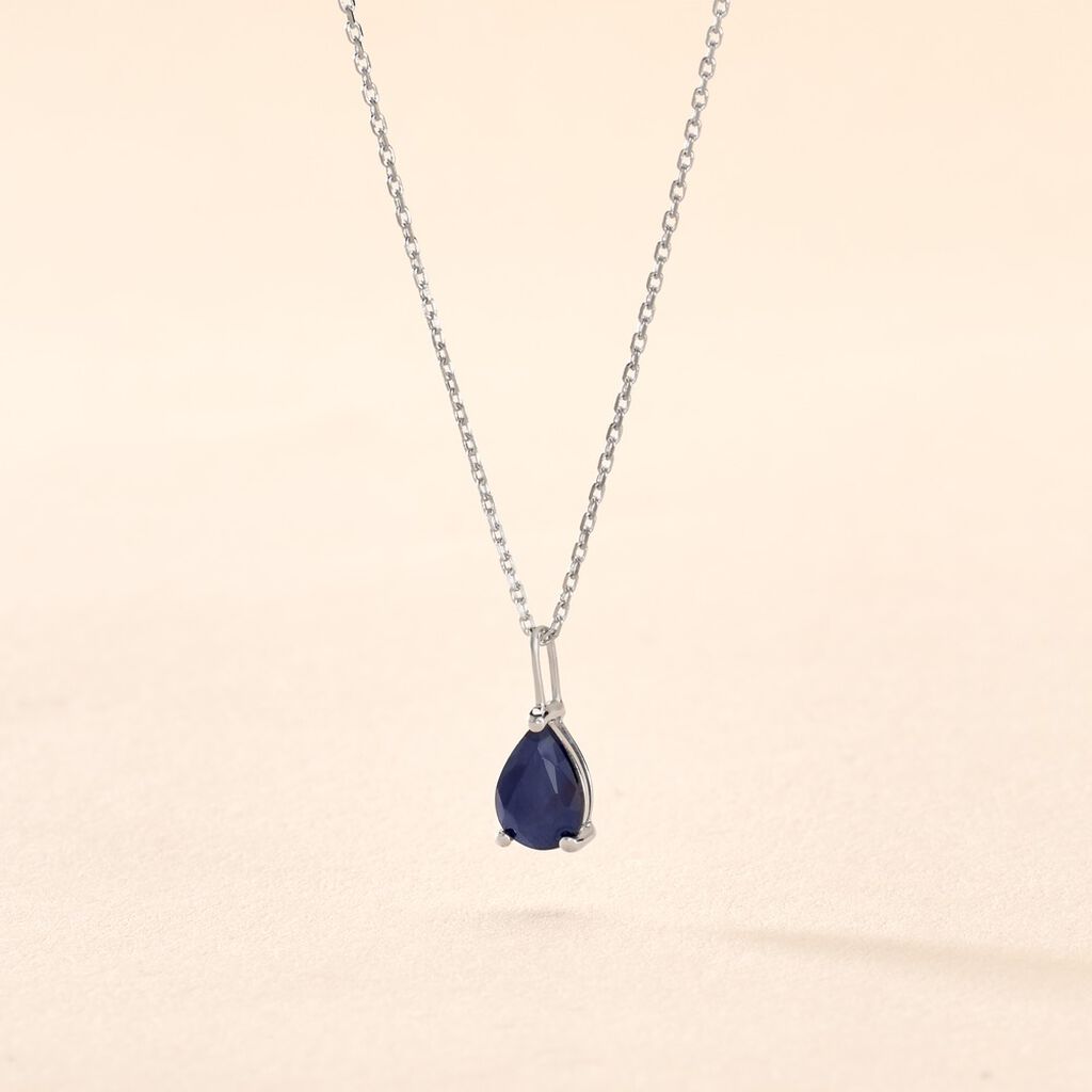 Collier Goutte Or Blanc Saphir