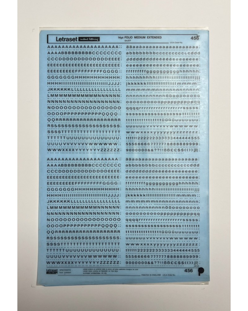 Letraset 456 - FOLIO MEDIUM EXTENDED- 14pt