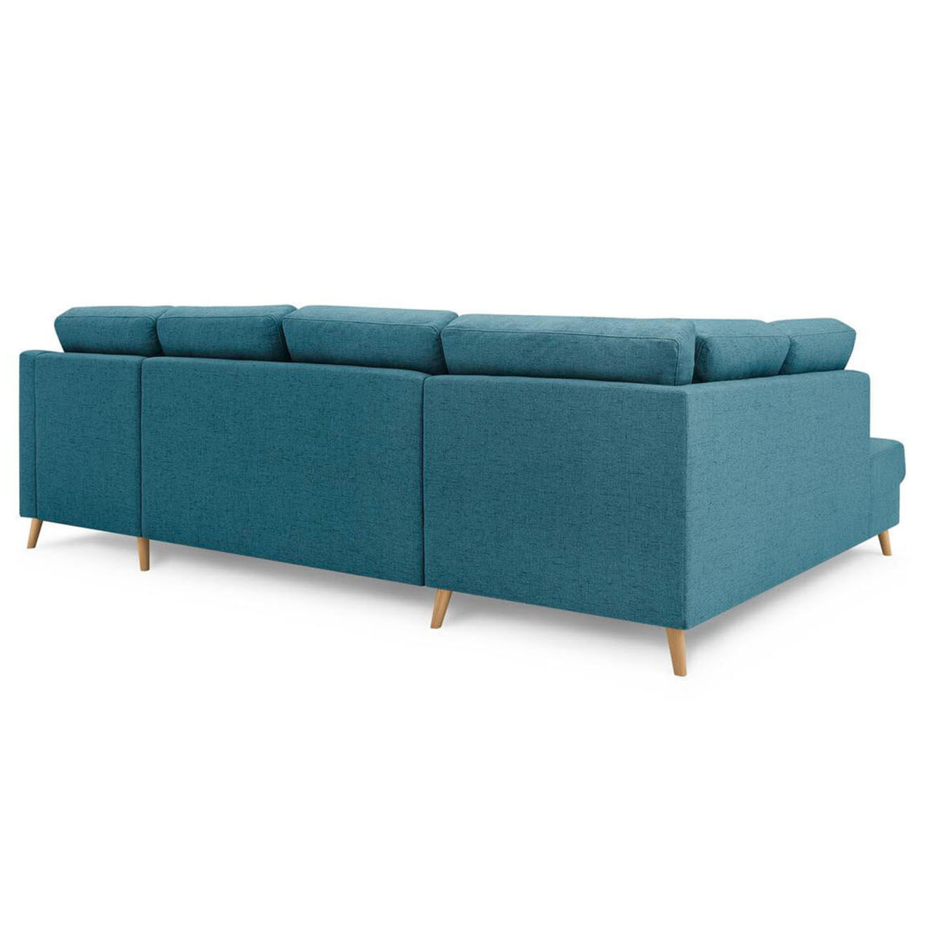 Bobochic Canapé d'angle panoramique convertible droit Sweden bleu clair - 300x149/90/198x95 cm