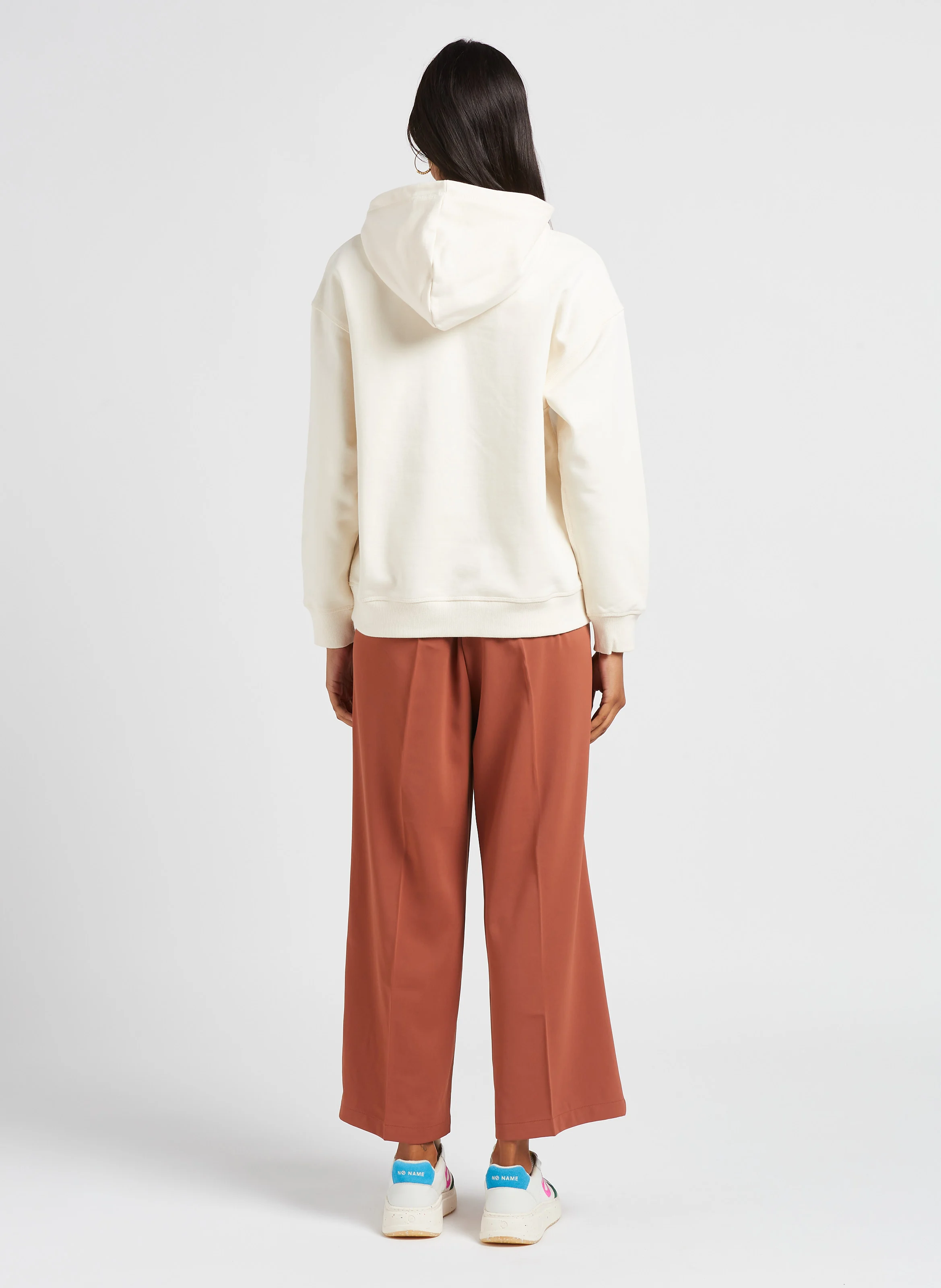 Sweat à capuche brodé en coton | Beige
