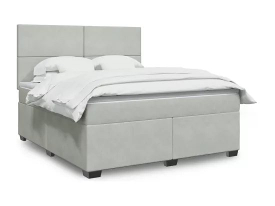 Sommier à lattes de lit et matelas Gris clair 180x200cm Velours