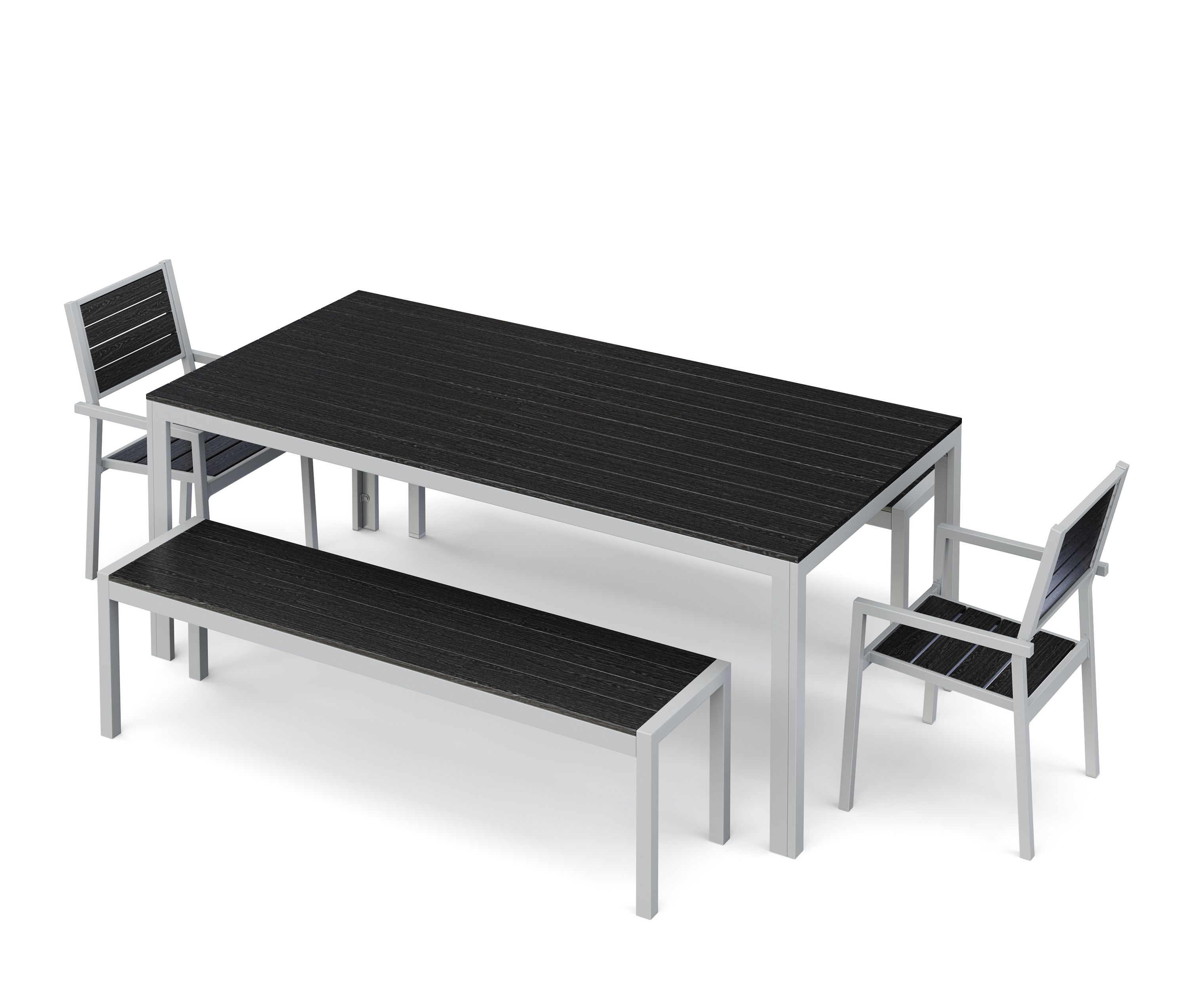 Gartenmöbel Set KAVO 2 Stühle + 2 Bänke anthrazit