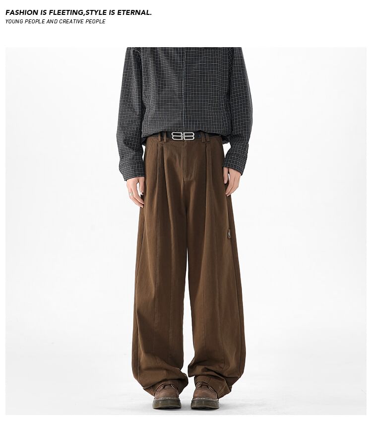 AXEN - Mid Rise Plain Straight Leg Broek