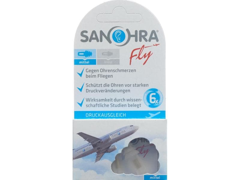 SANOHRA Ohrstöpsel Fly Erwachsene 2 Stück Gehörschutz gegen Ohrendruck