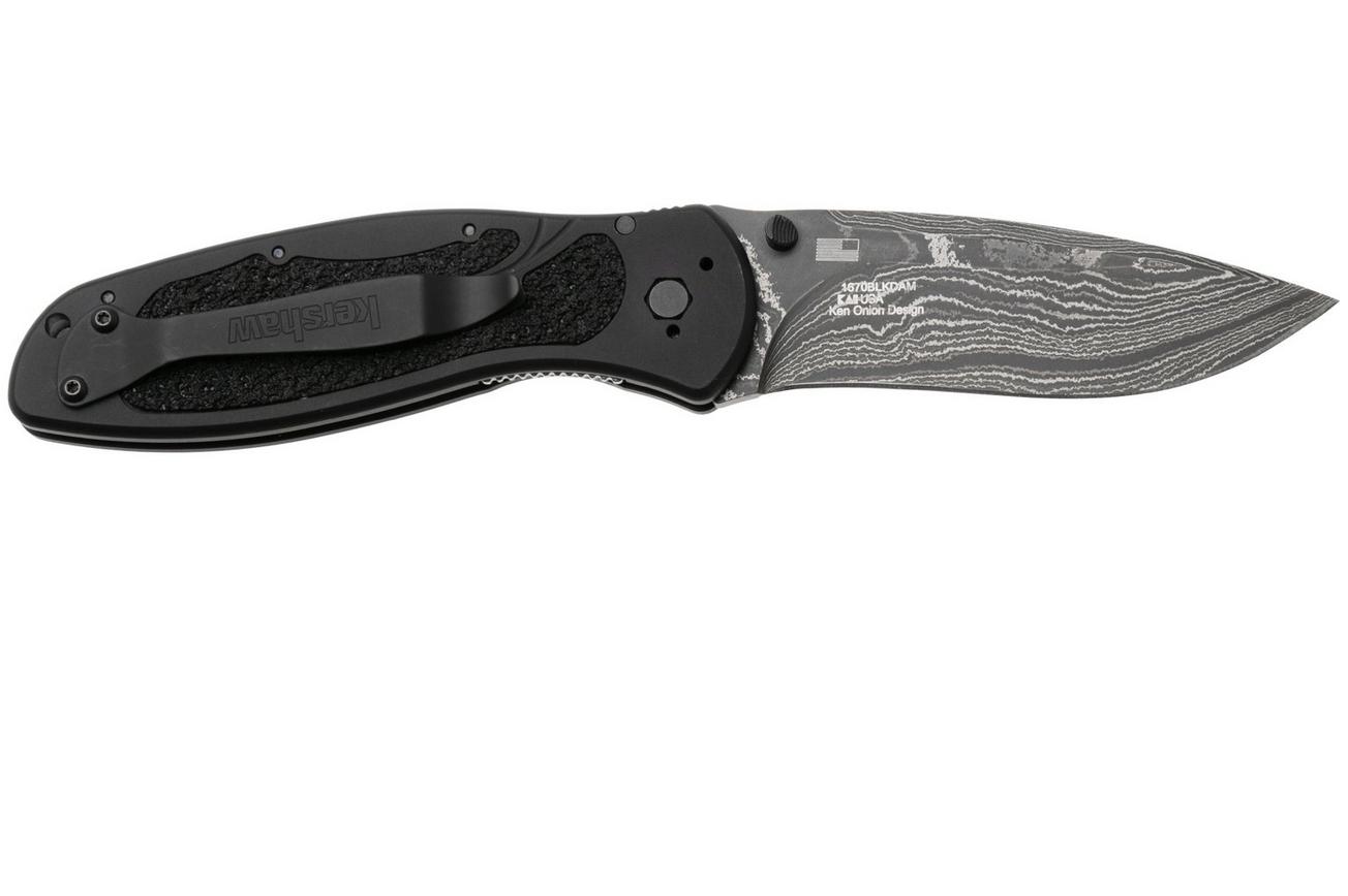 Kershaw Blur 1670BLKDAM, Damascus, Black Aluminum zakmes, Ken Onion design