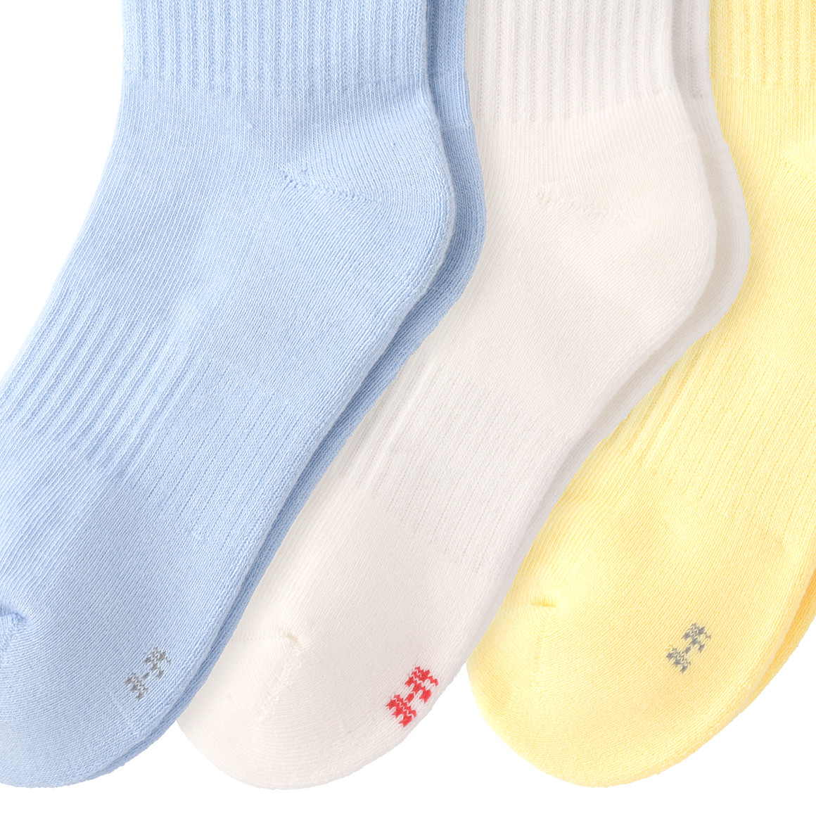 Famy 3 Paar Mädchen Socken mit bunten Motiven hellblau / weiss / hellgelb