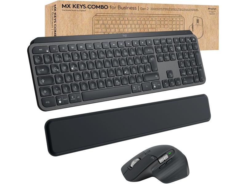 Logitech Tastatur-Maus-Set MX Keys Combo for Business 2. Ge Kabelloses Tastatur- und Maus-Set für Benutzer mit hohen Workflow-Anforderungen