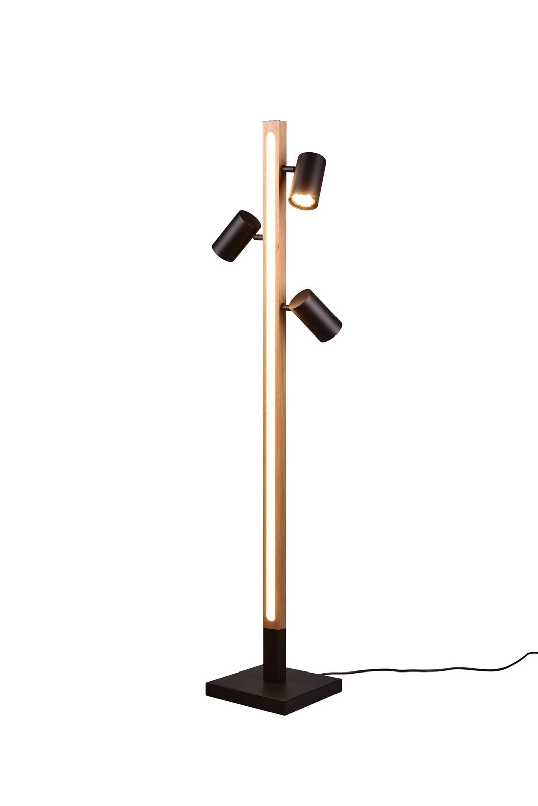 TRIO Retrofit LED Stehlampe MARLEY 4-flg Holz /schwarz