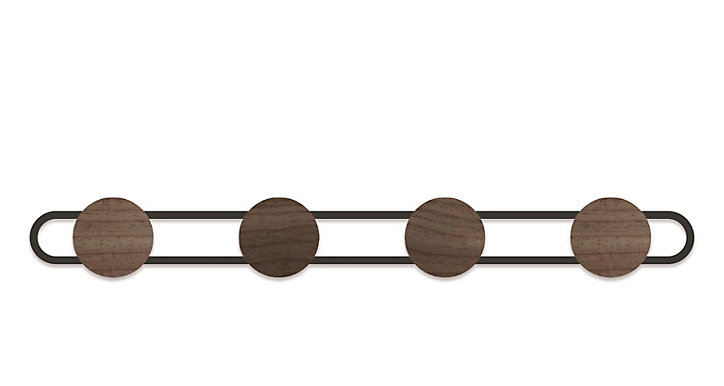 Porte-manteau à fixer Elyna 4 têtes bois et noir