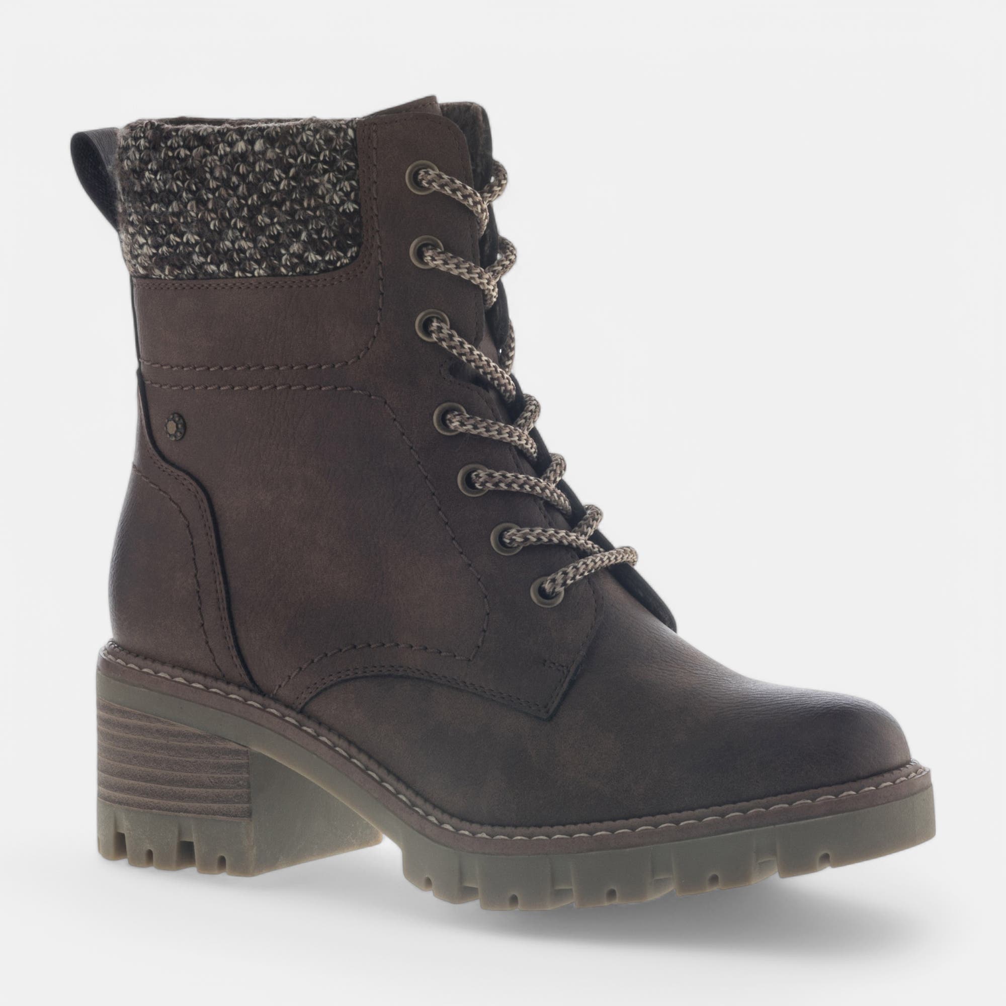 Bottines à lacets à talon Femme cognac