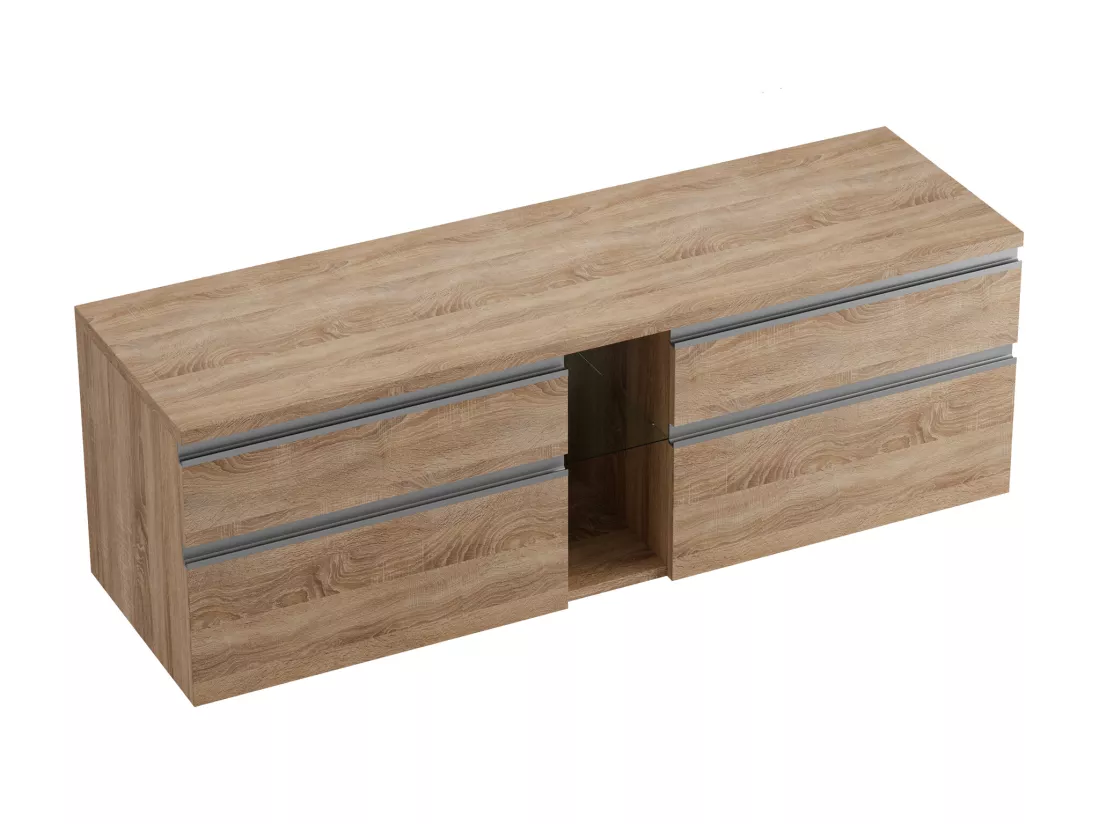 Meuble de salle de bain suspendu avec double vasque - Coloris naturel clair - 150 cm - MAGDALENA II