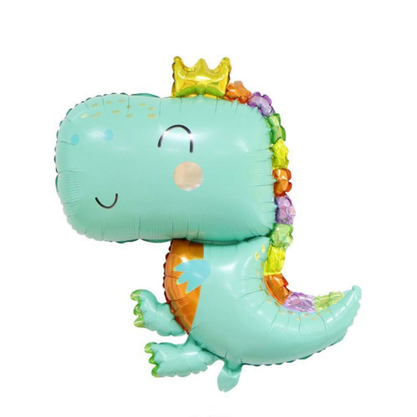 (90x69cm) Kinder Geburtstags Party Ballon Folien Luftballon - Dino mit Krone