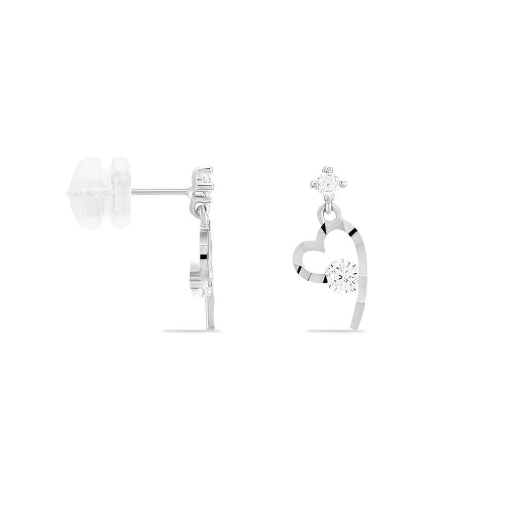 Boucles D'oreilles Puces Romance Or Blanc Oxyde De Zirconium