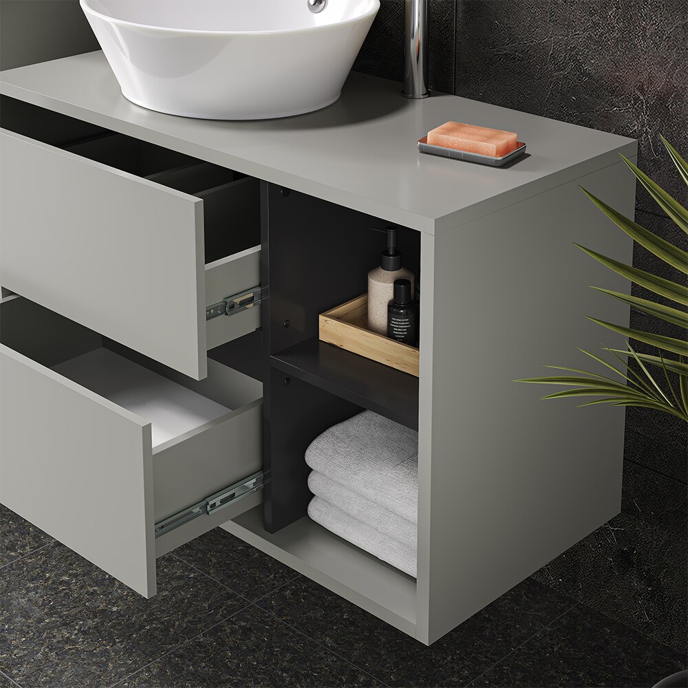Vicco Badmöbel-Set Badezimmer-Möbel Bad-Schrank Viola Grau Anthrazit modern Badezimmerschrank Waschtischunterschrank Spiegelschrank Midischrank Hochschrank Schranktür Schrankfach Ablage Aufbewahrung