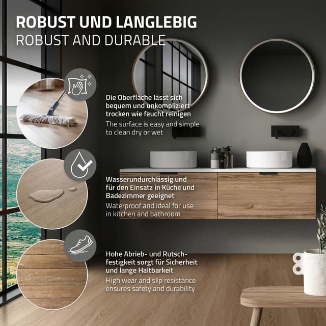 6 m² Click vinylgulv eg 4,2 mm PVC brun laminat