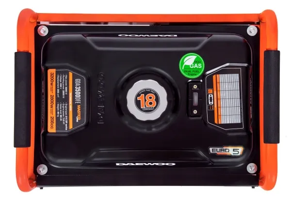 Daewoo GDA 3500DFE, 2800 W, 230 V, 18 L, Benzin, Vejledning, 50 Hz
