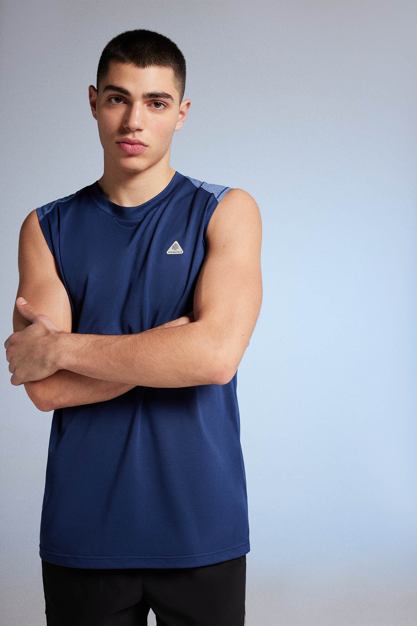 Camiseta sem mangas para atividades ao ar livre - Azul Médio