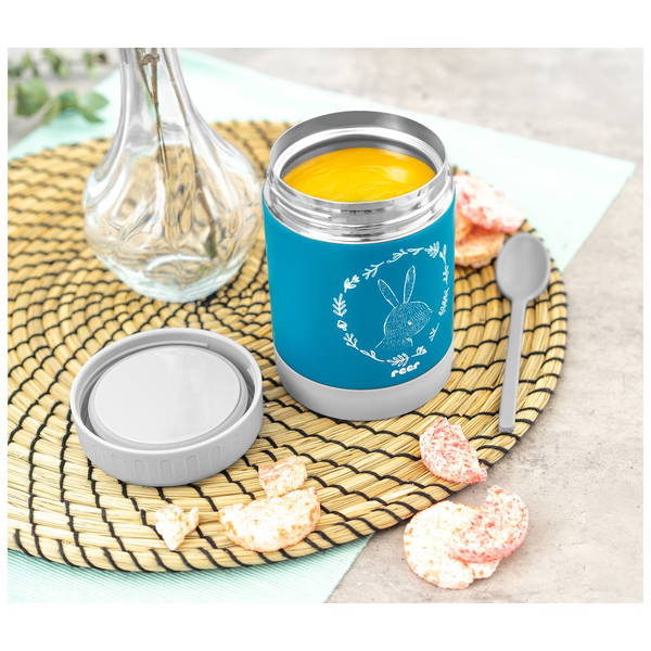 reerreer   Edelstahl Warmhaltebox silber petrolblau 300ml