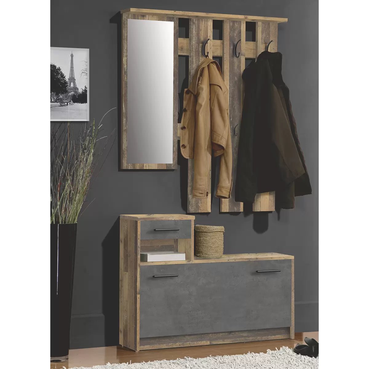 Garderobe Madrid anthrazit,braun