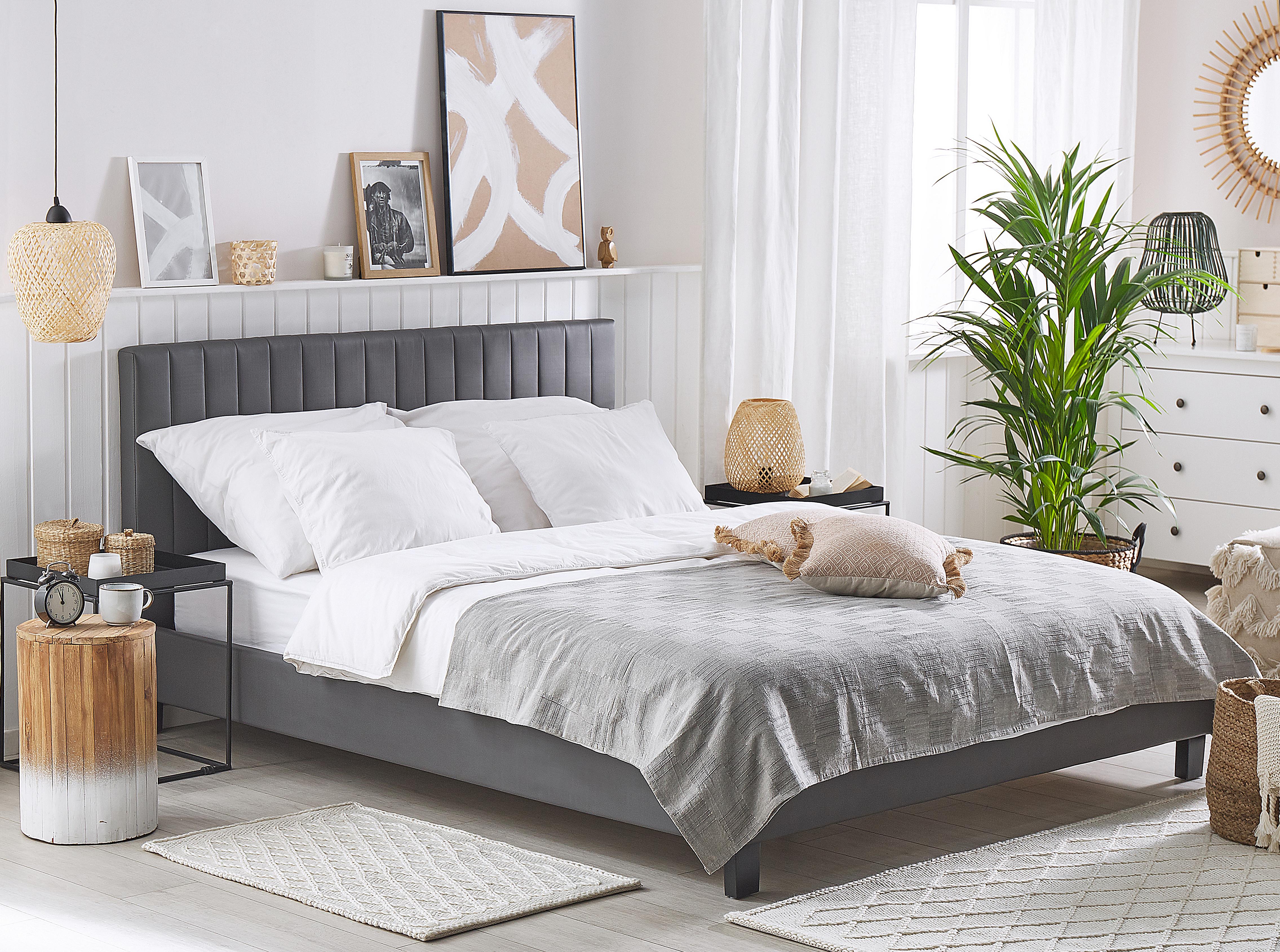 Bed Kunstleer POITIERS 160 x 200 cm Grijs