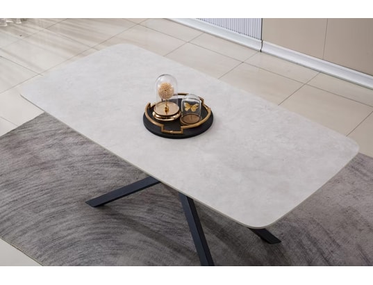 CONCEPT1 - Table Abraham travertin taupe 180x90x75 H 100% céramique