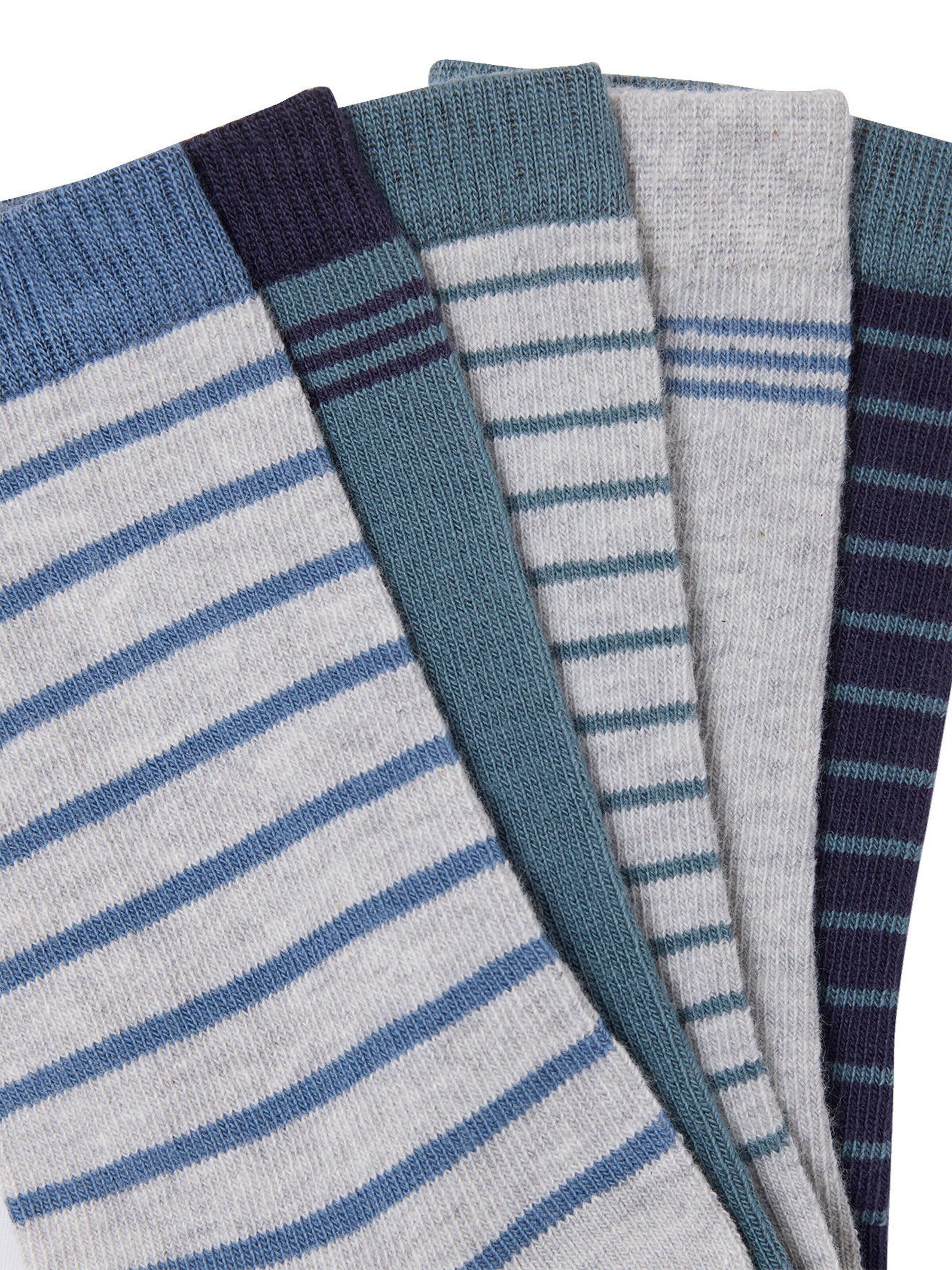 Vertbaudet 5er-Pack gestreifte Jungen Socken BASIC grau meliert
