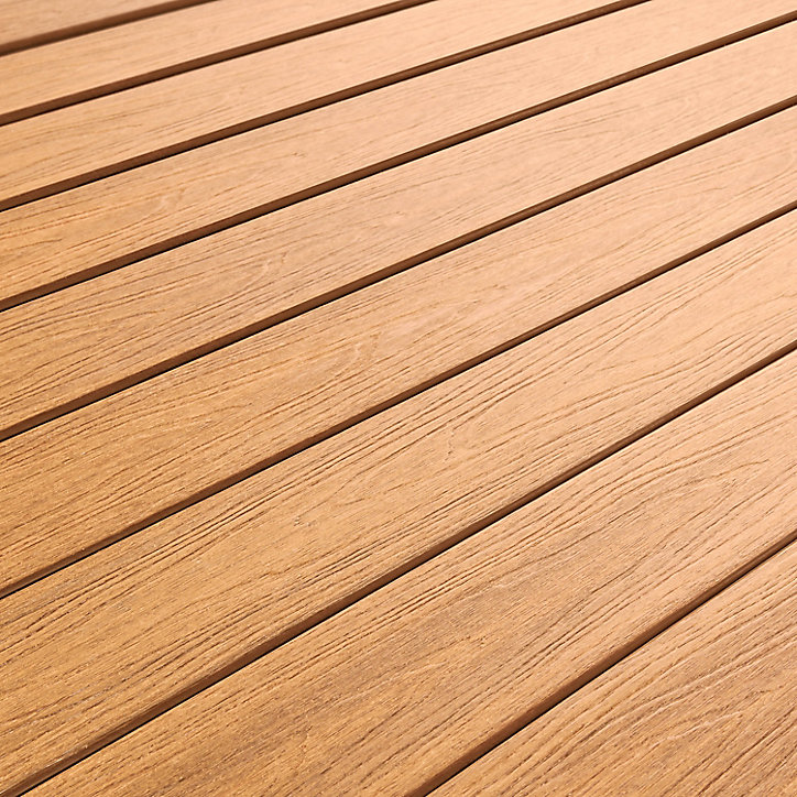 Lame de terrasse composite teck GoodHome Hudson L.240 x l.12,7 cm