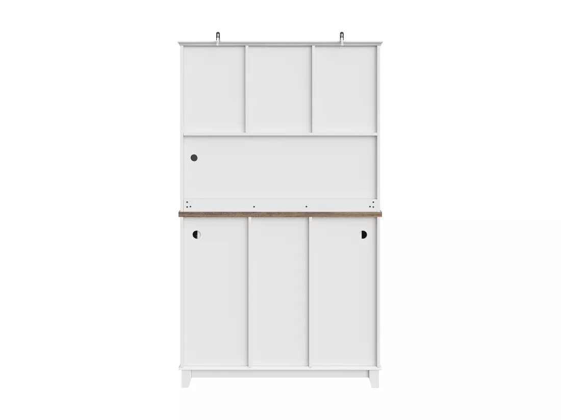 Vitrine、Buffet de cuisine avec LED - H 180cm - grand espace de rangement - Blanc